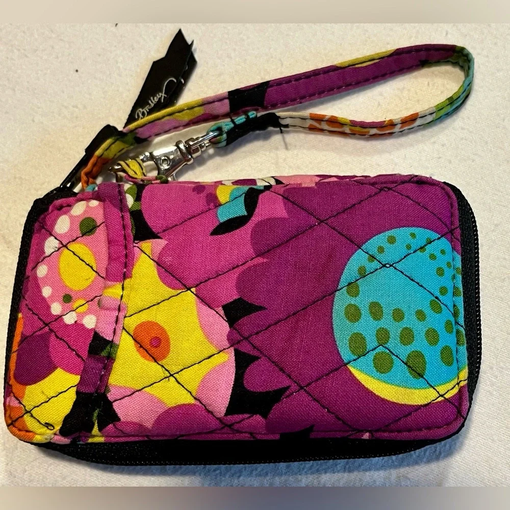 Vera Bradley Floral Wristlet in Black and Pink